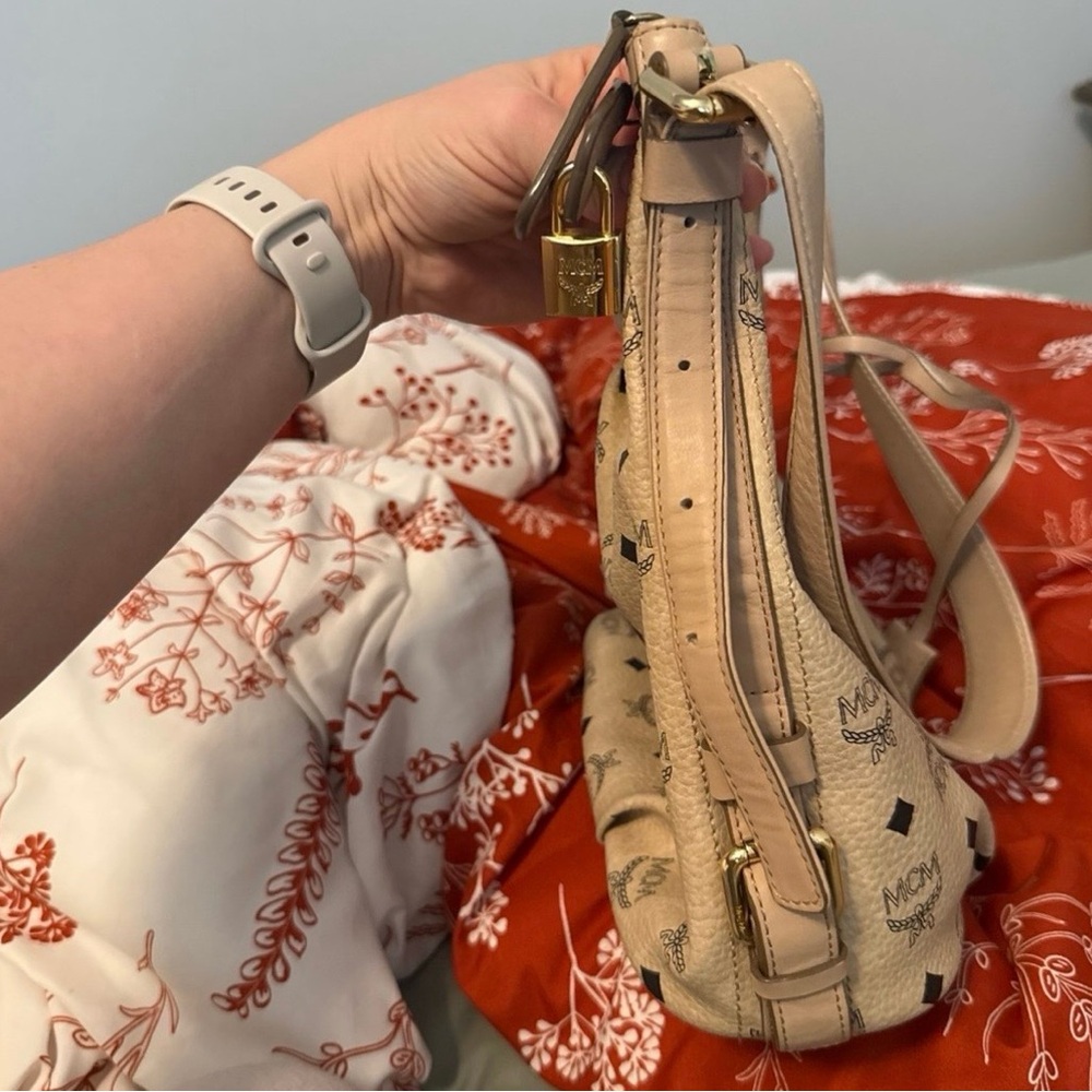 Authentic MCM Tan Monogram Shoulder Bag - Picture 4 of 10